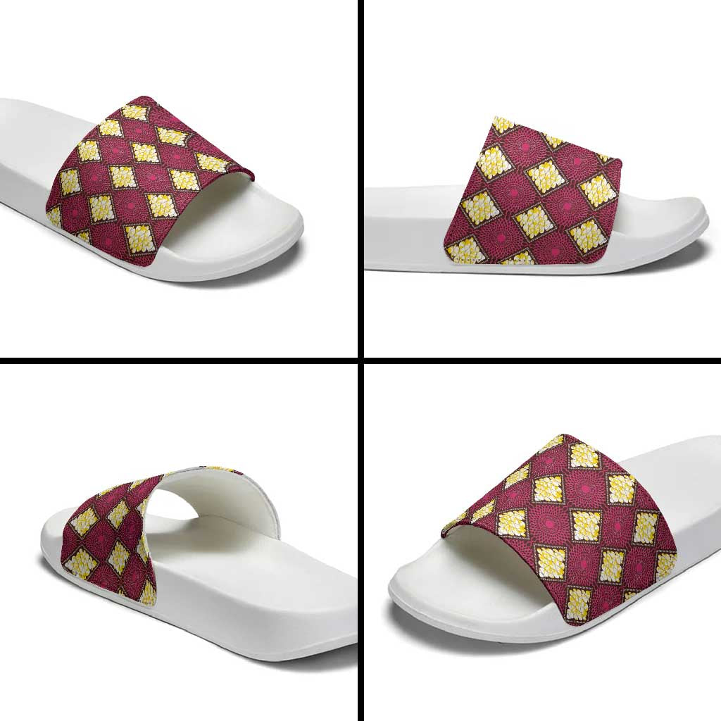 Ruby Gold African Ankara Pattern Slide Sandals