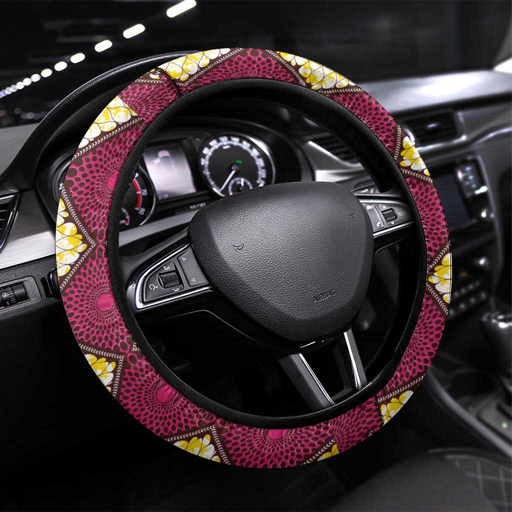Ruby Gold African Ankara Pattern Steering Wheel Cover