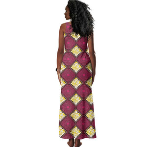 Ruby Gold African Ankara Pattern Tank Maxi Dress