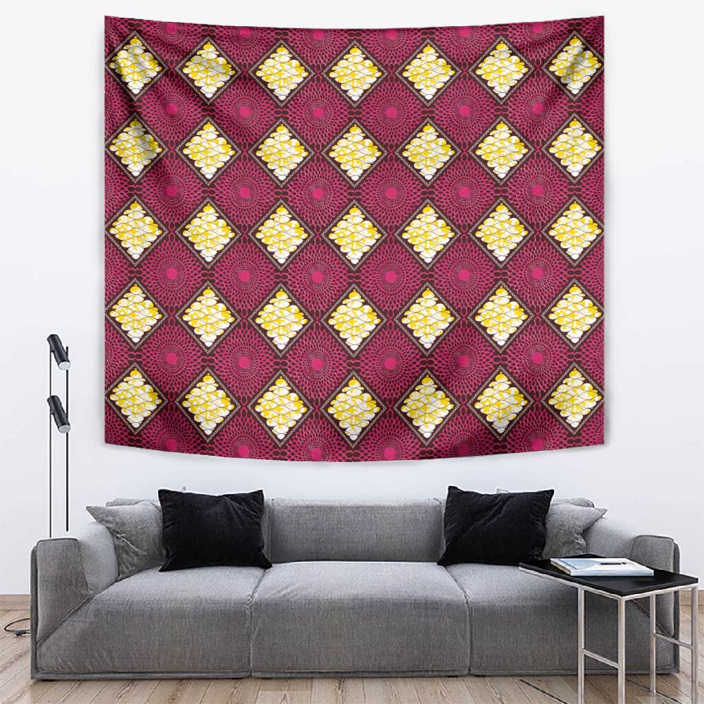 Ruby Gold African Ankara Pattern Tapestry