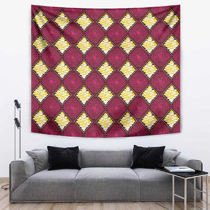 Ruby Gold African Ankara Pattern Tapestry