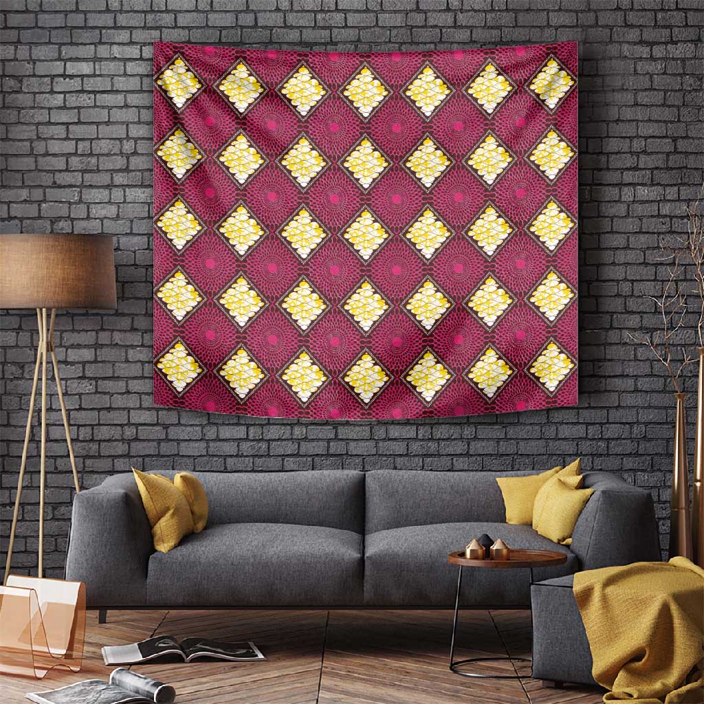 Ruby Gold African Ankara Pattern Tapestry