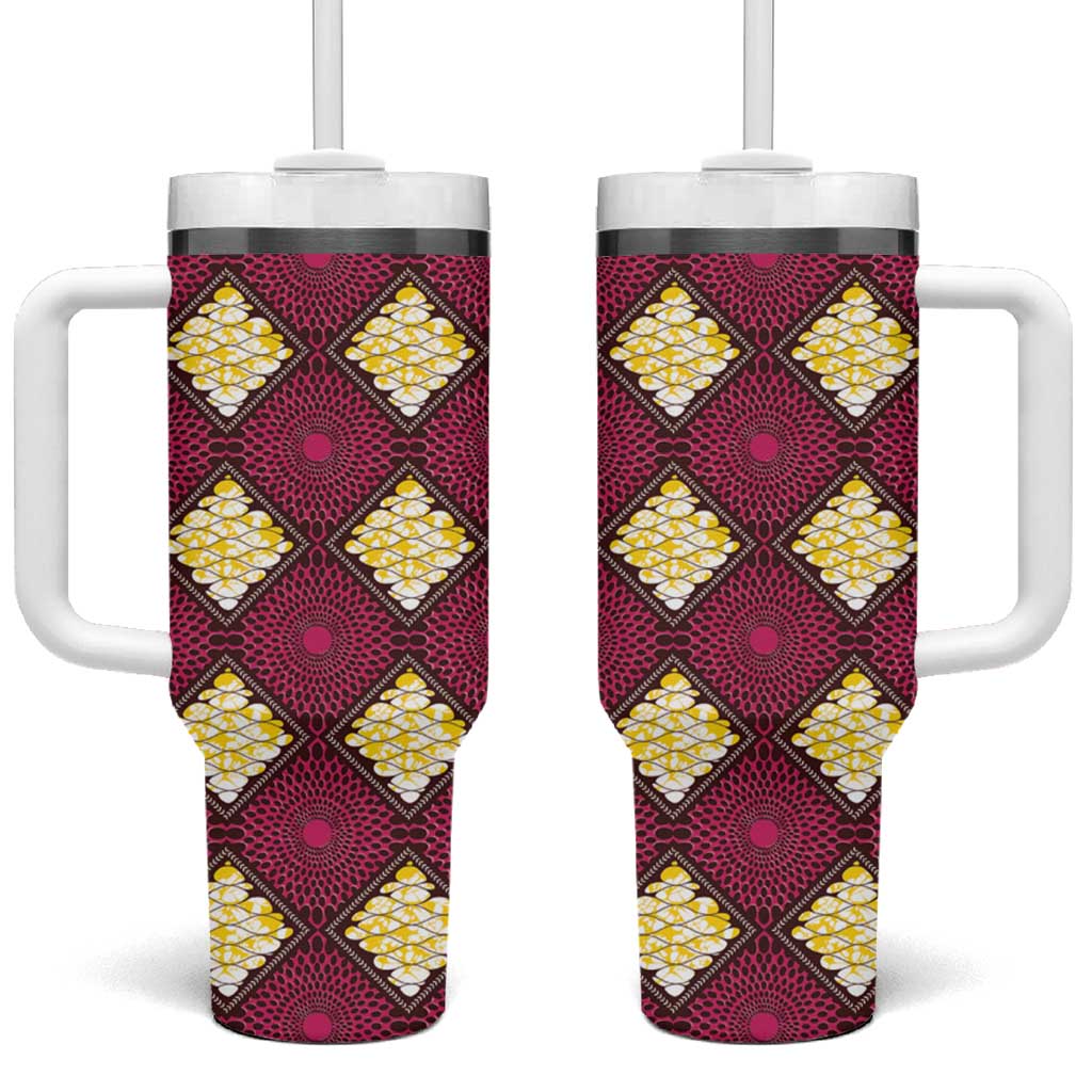 Ruby Gold African Ankara Pattern Tumbler With Handle