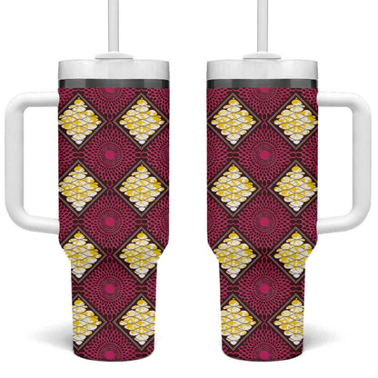 Ruby Gold African Ankara Pattern Tumbler With Handle