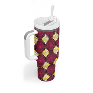 Ruby Gold African Ankara Pattern Tumbler With Handle