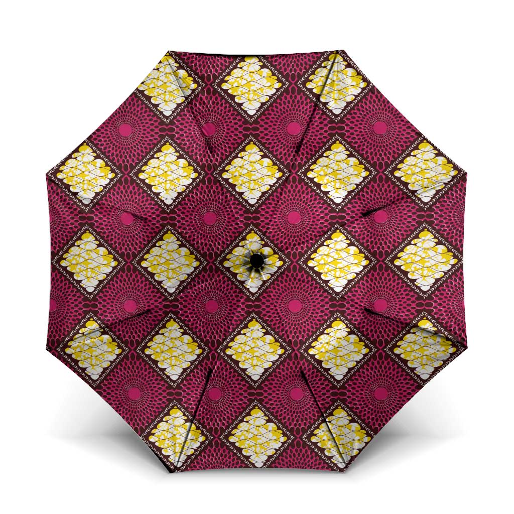 Ruby Gold African Ankara Pattern Umbrella