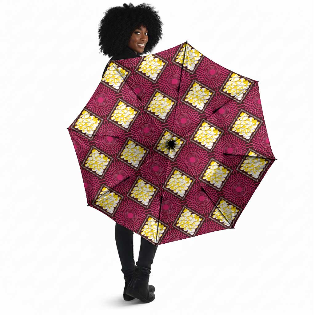 Ruby Gold African Ankara Pattern Umbrella