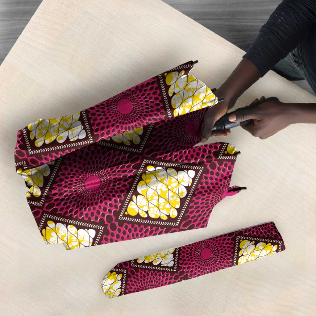Ruby Gold African Ankara Pattern Umbrella