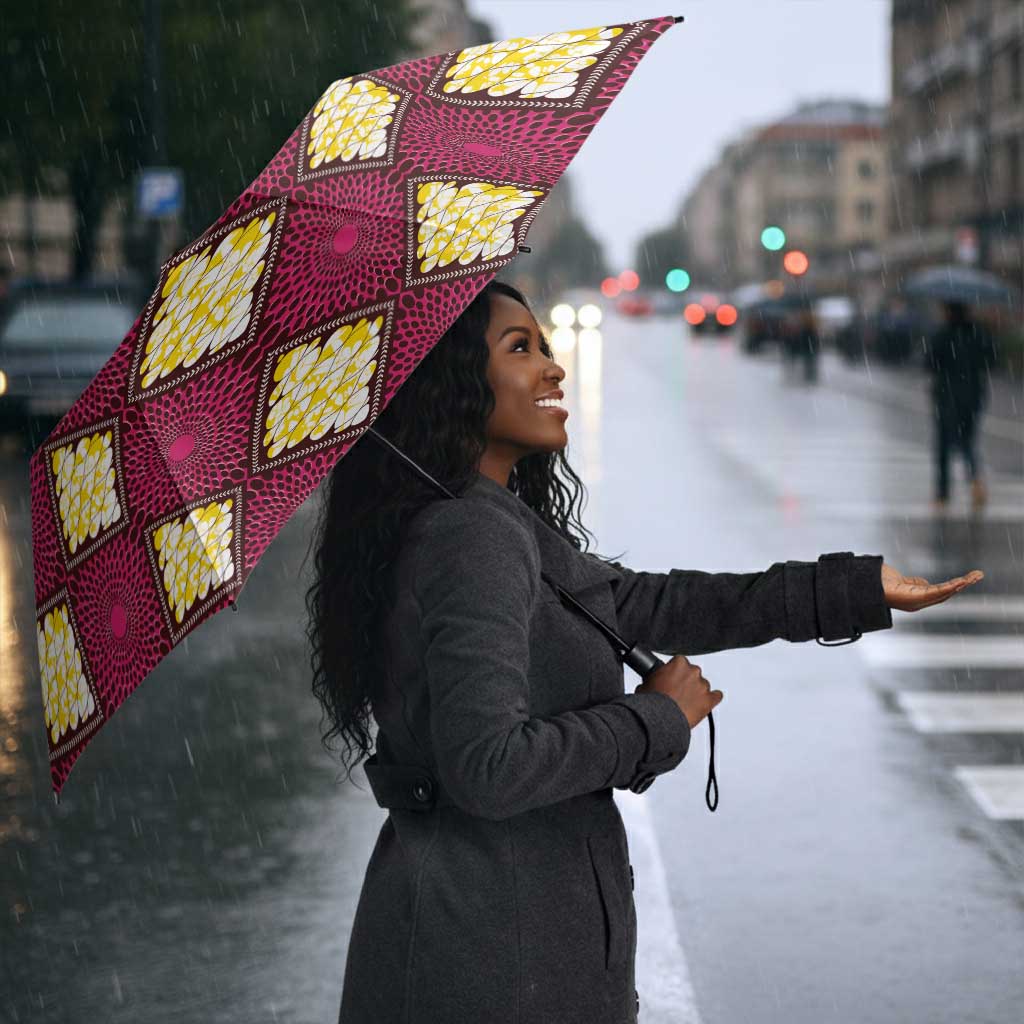 Ruby Gold African Ankara Pattern Umbrella
