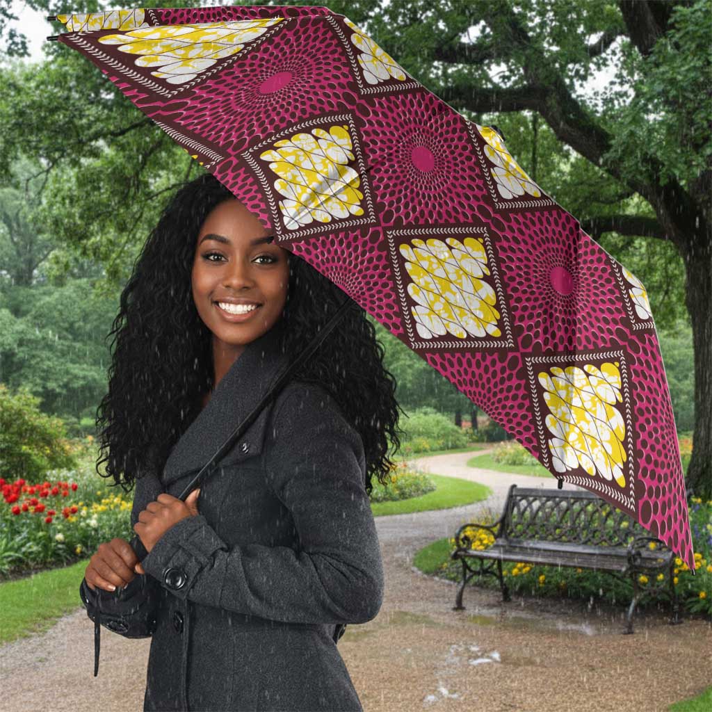 Ruby Gold African Ankara Pattern Umbrella