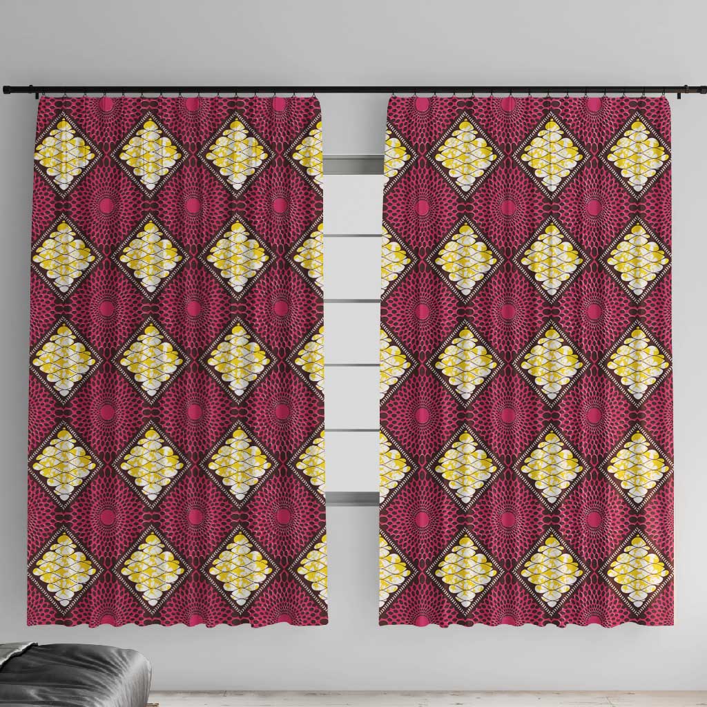 Ruby Gold African Ankara Pattern Window Curtain
