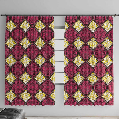 Ruby Gold African Ankara Pattern Window Curtain