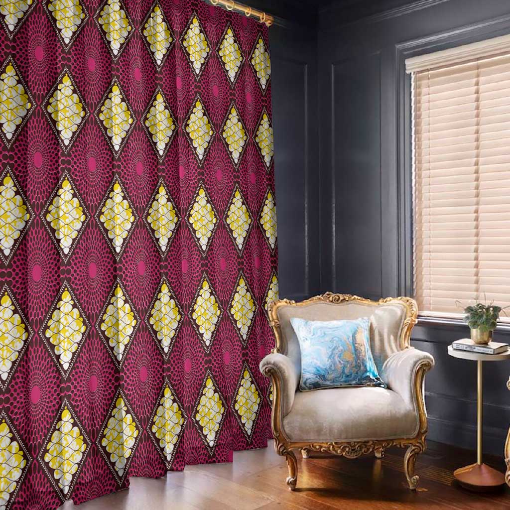Ruby Gold African Ankara Pattern Window Curtain