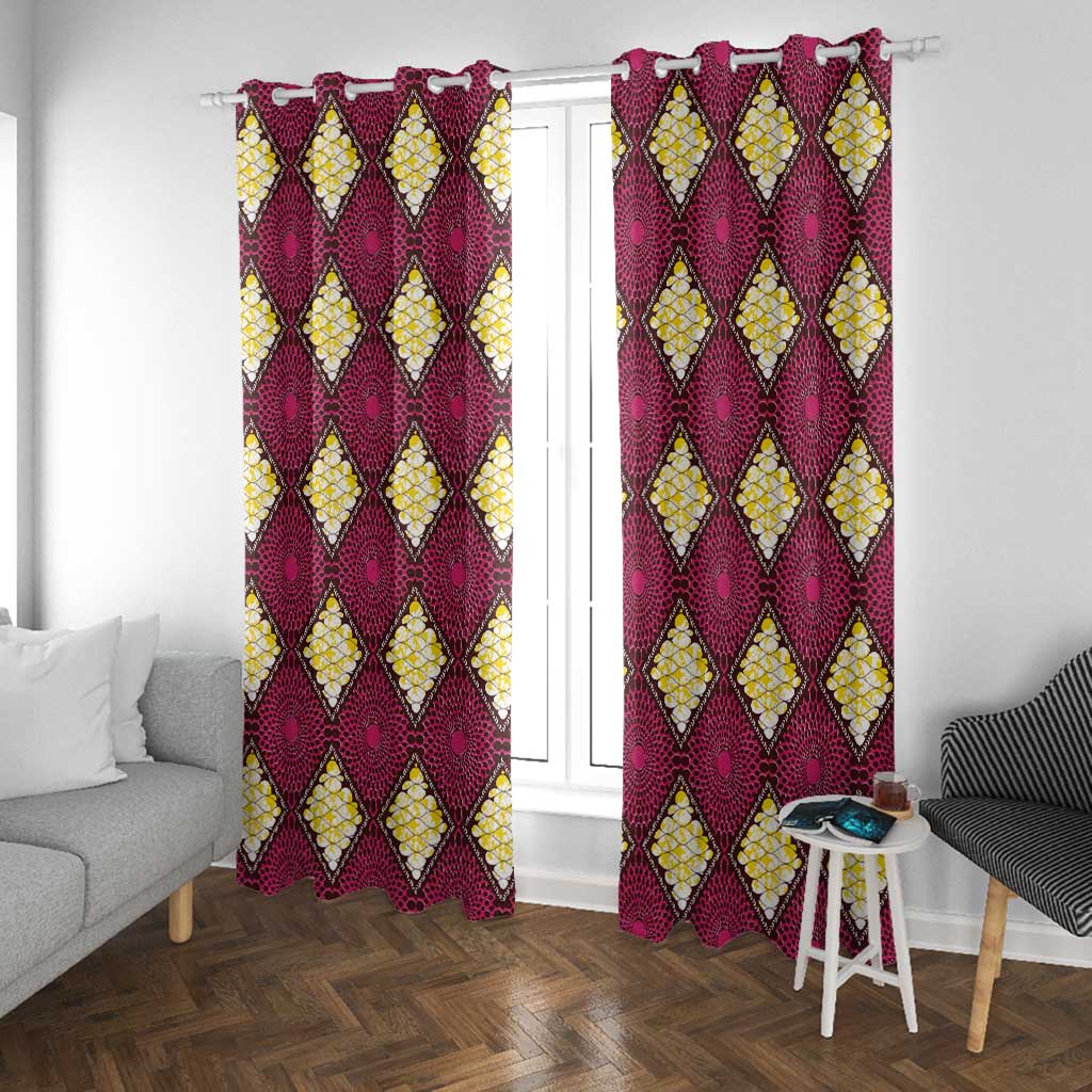 Ruby Gold African Ankara Pattern Window Curtain