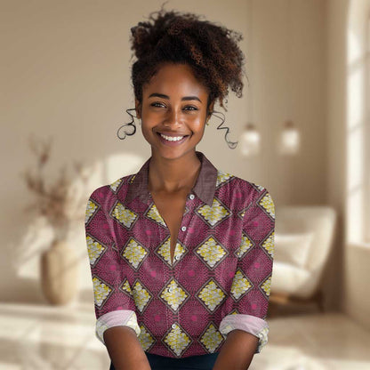 Ruby Gold African Ankara Pattern Women Casual Shirt