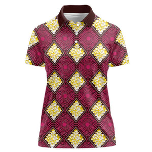Ruby Gold African Ankara Pattern Women Polo Shirt