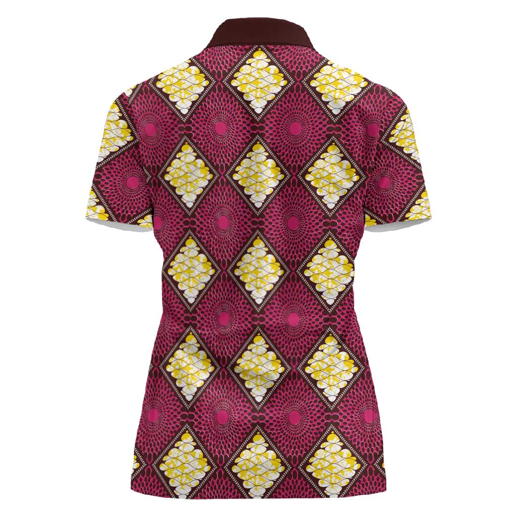 Ruby Gold African Ankara Pattern Women Polo Shirt