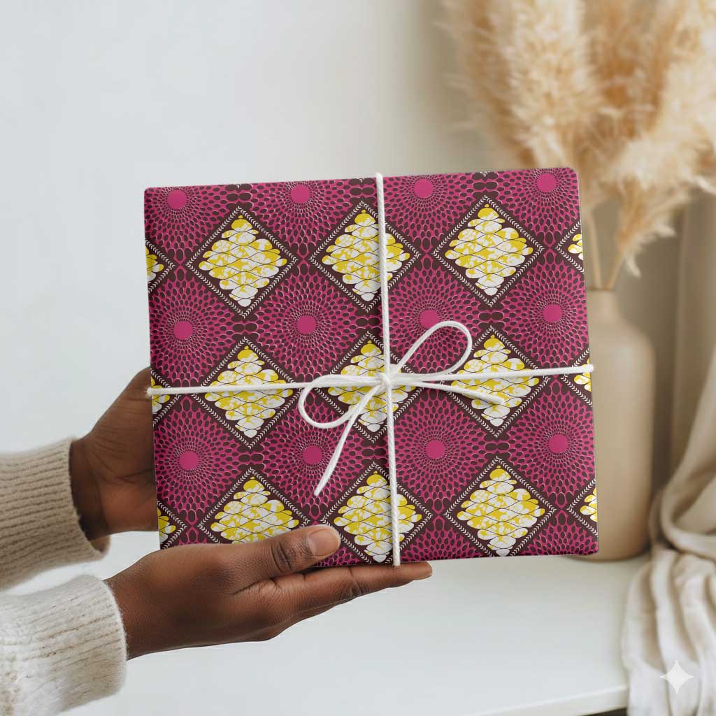 Ruby Gold African Ankara Pattern Wrapping Paper