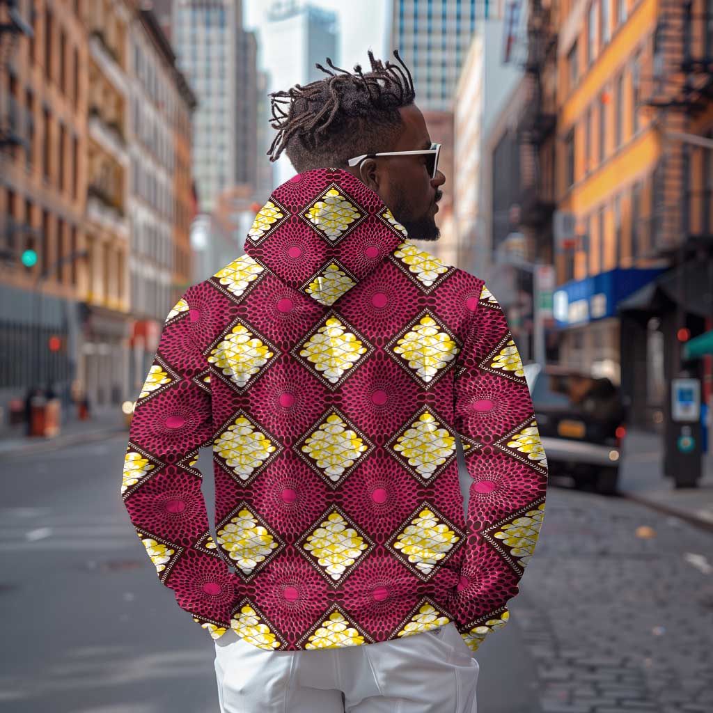 Ruby Gold African Ankara Pattern Zip Hoodie