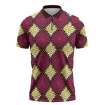 Ruby Gold African Ankara Pattern Zipper Polo Shirt