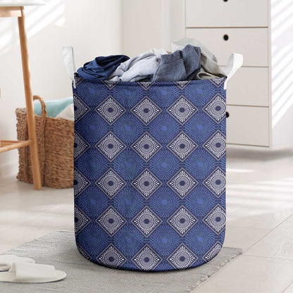 Indigo Diamond African Ankara Pattern Laundry Basket
