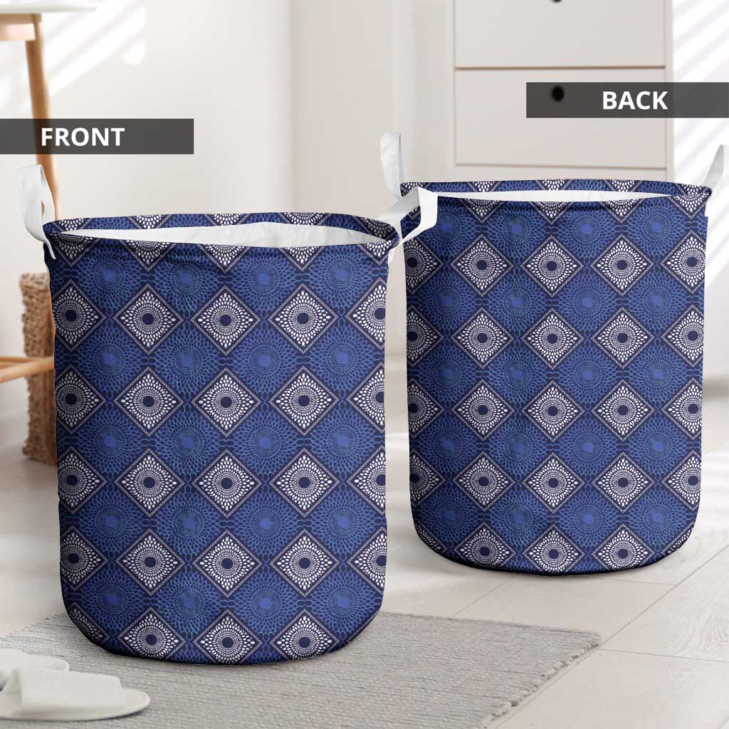 Indigo Diamond African Ankara Pattern Laundry Basket