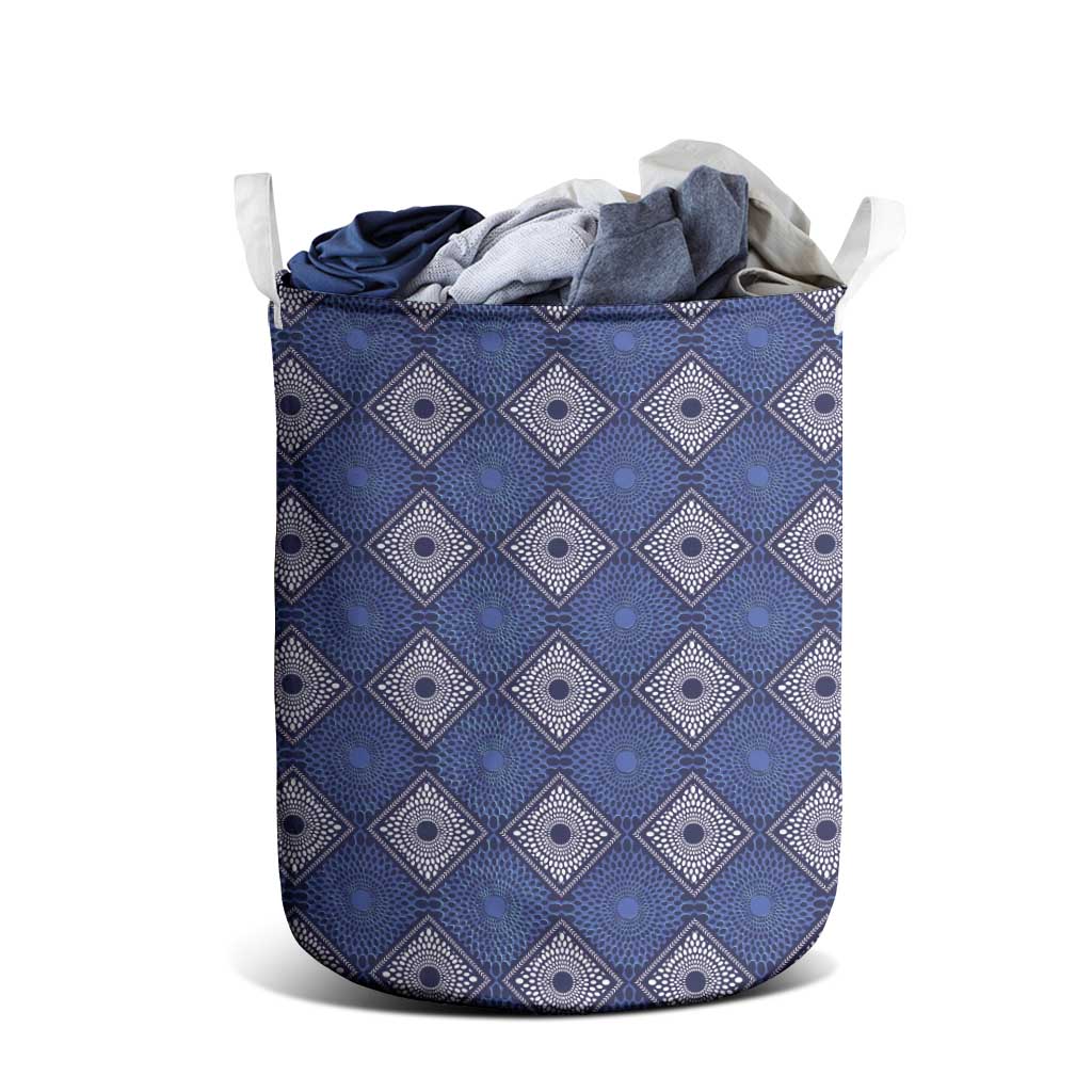 Indigo Diamond African Ankara Pattern Laundry Basket