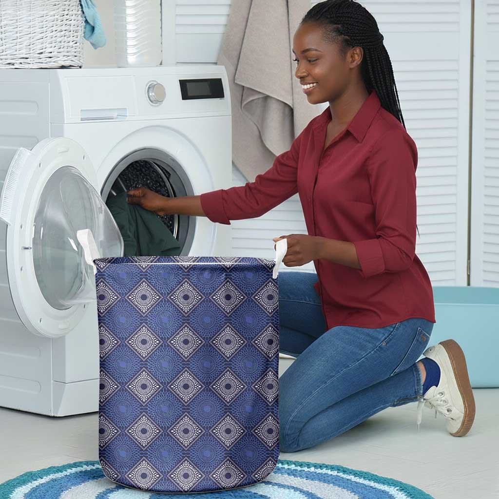 Indigo Diamond African Ankara Pattern Laundry Basket