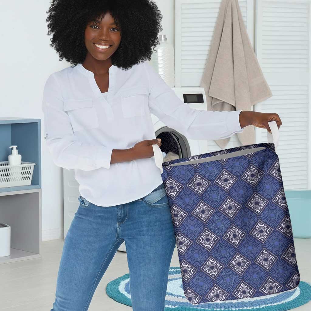 Indigo Diamond African Ankara Pattern Laundry Basket