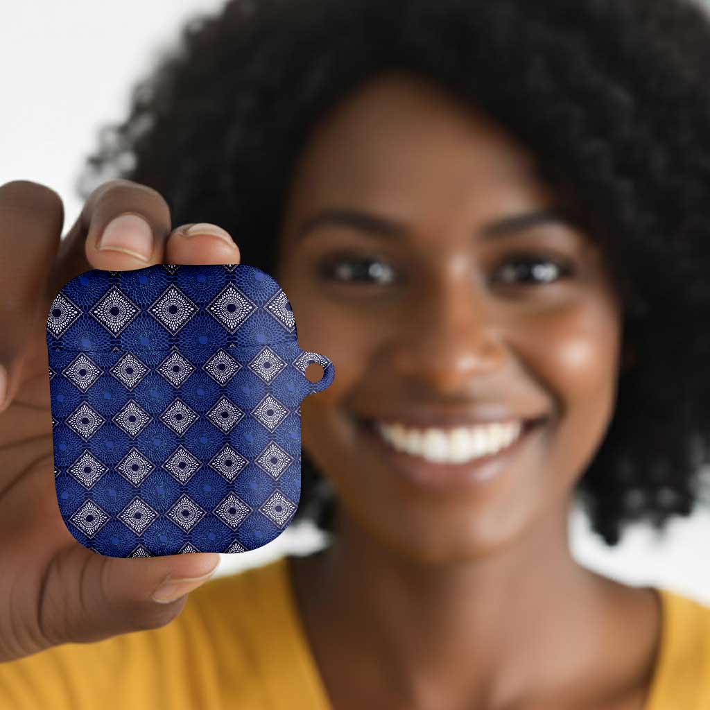 Indigo Diamond African Ankara Pattern AirPods Case