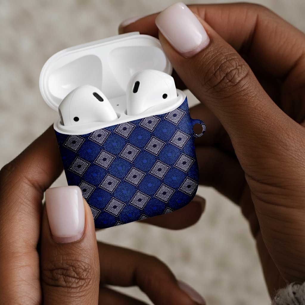 Indigo Diamond African Ankara Pattern AirPods Case