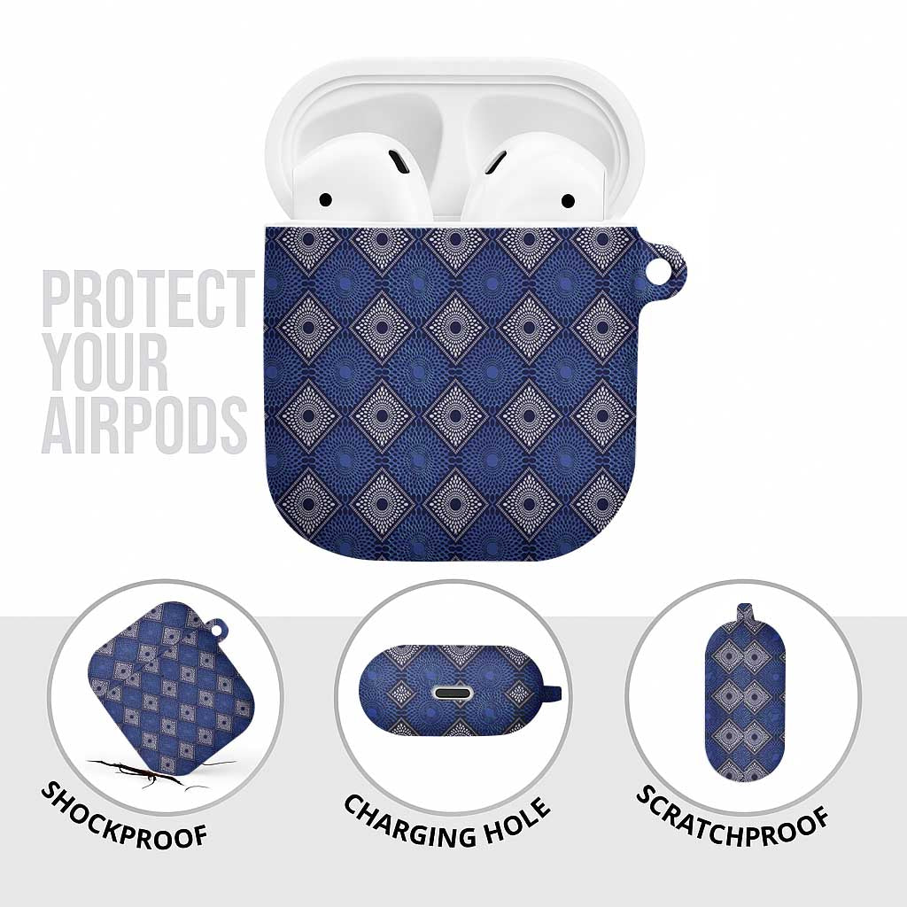 Indigo Diamond African Ankara Pattern AirPods Case