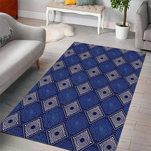 Indigo Diamond African Ankara Pattern Area Rug