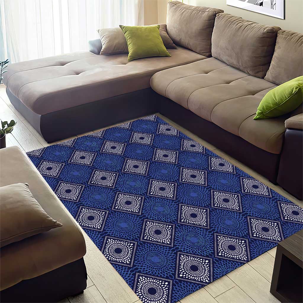 Indigo Diamond African Ankara Pattern Area Rug