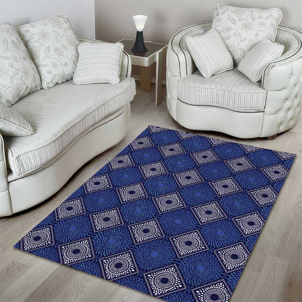 Indigo Diamond African Ankara Pattern Area Rug