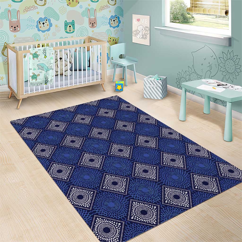Indigo Diamond African Ankara Pattern Area Rug