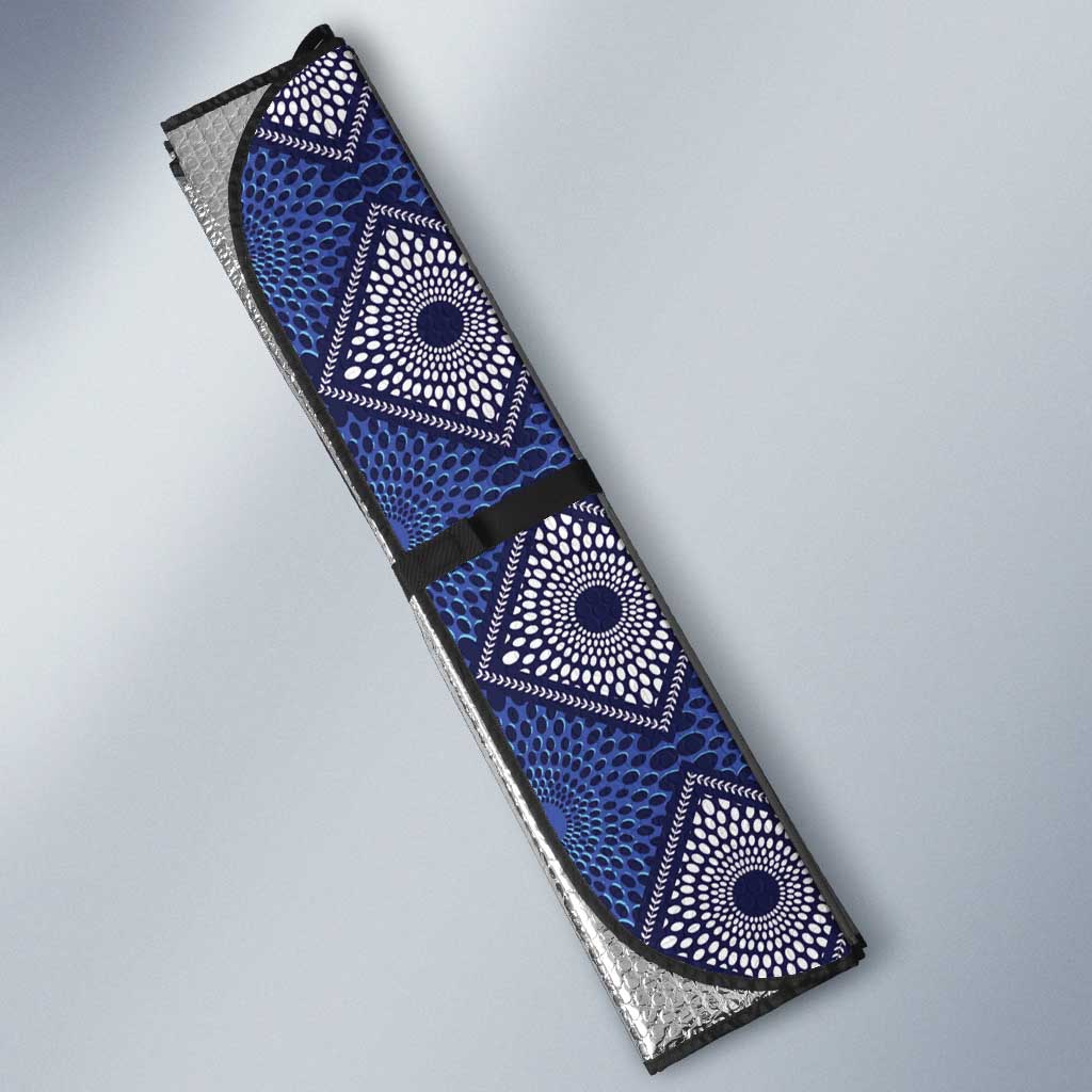 Indigo Diamond African Ankara Pattern Auto Sun Shade