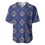 Indigo Diamond African Ankara Pattern Baseball Jersey