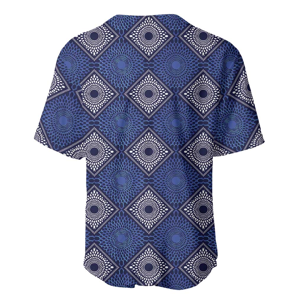 Indigo Diamond African Ankara Pattern Baseball Jersey