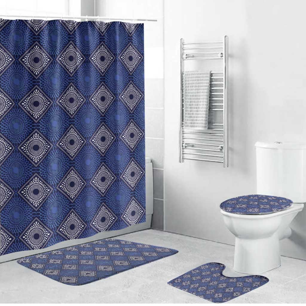 Indigo Diamond African Ankara Pattern Bathroom Set