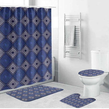 Indigo Diamond African Ankara Pattern Bathroom Set