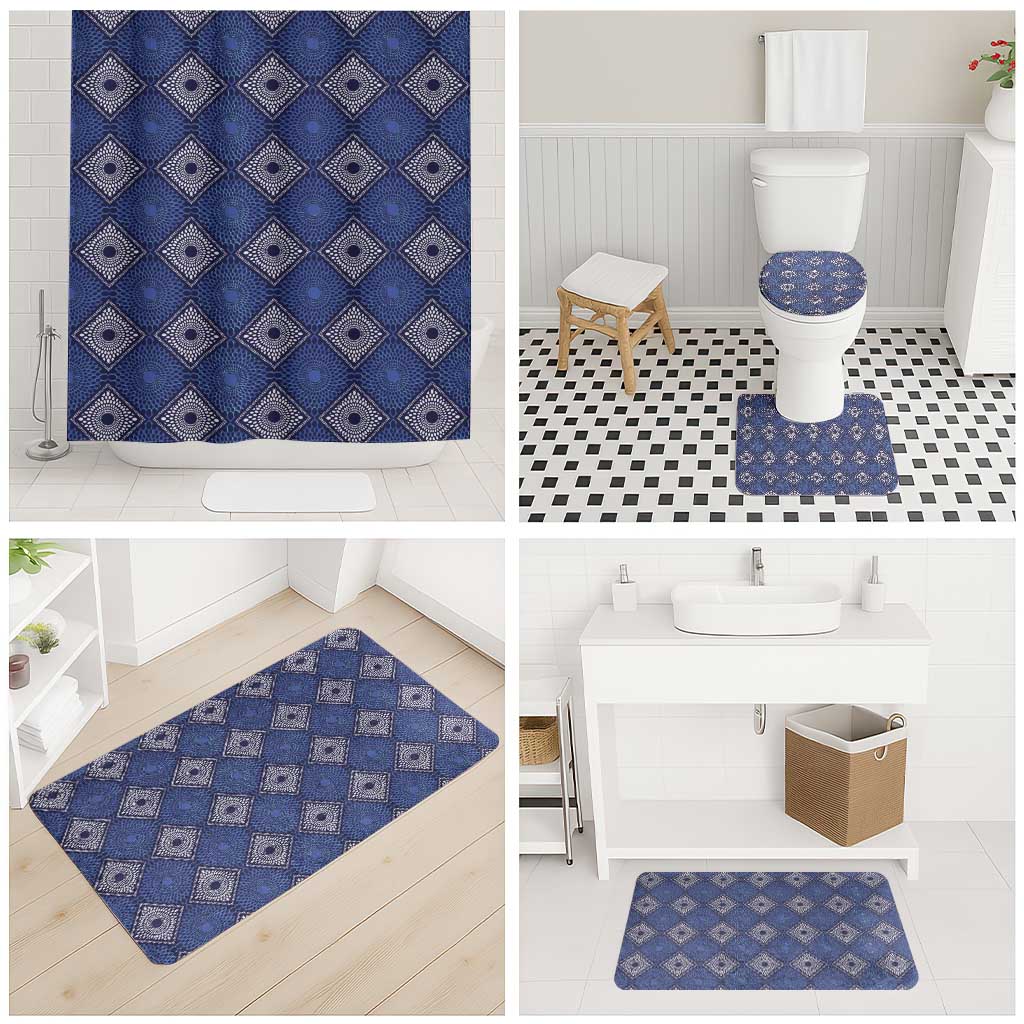 Indigo Diamond African Ankara Pattern Bathroom Set