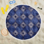 Indigo Diamond African Ankara Pattern Beach Blanket