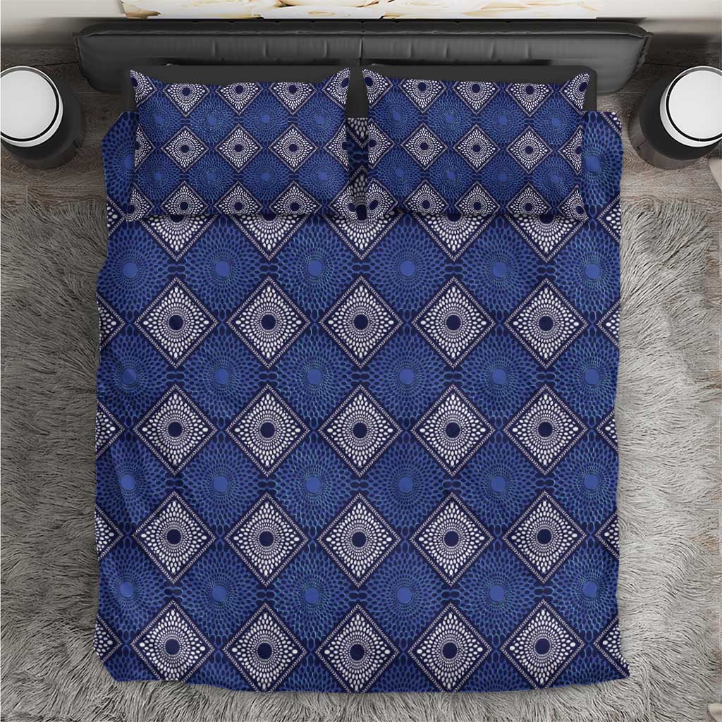 Indigo Diamond African Ankara Pattern Bedding Set