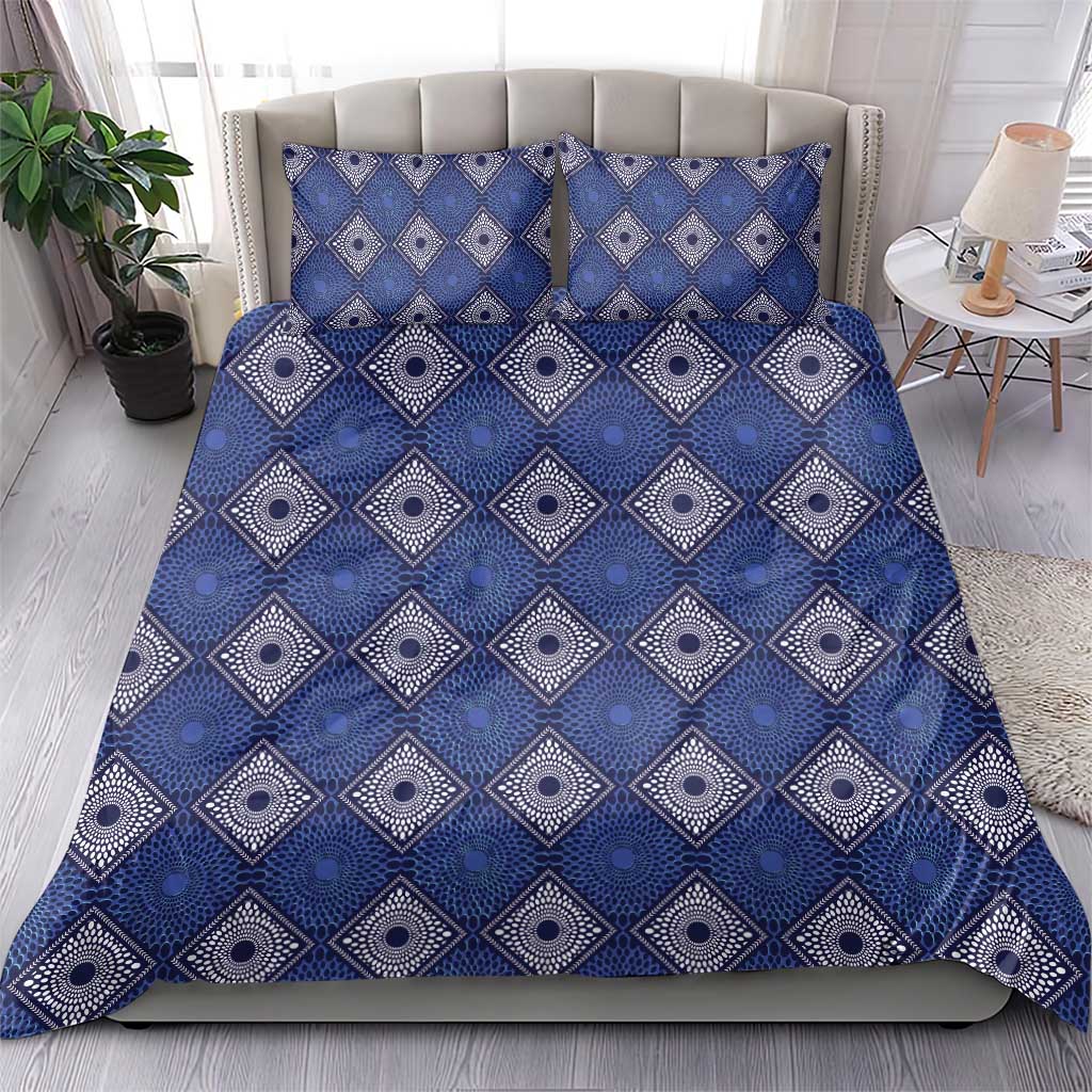 Indigo Diamond African Ankara Pattern Bedding Set