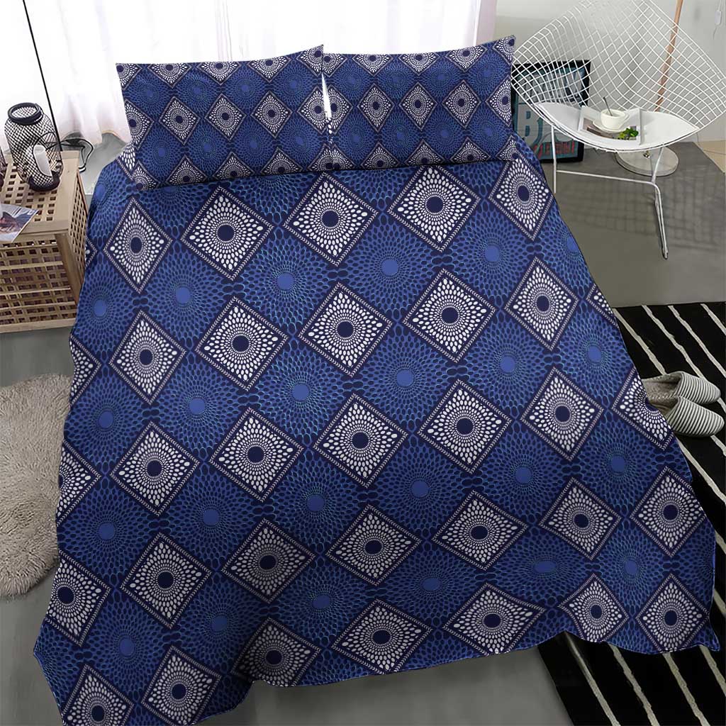 Indigo Diamond African Ankara Pattern Bedding Set