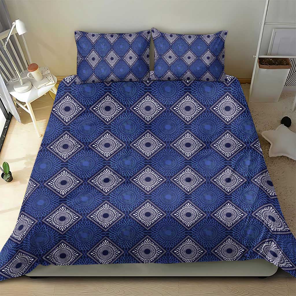 Indigo Diamond African Ankara Pattern Bedding Set
