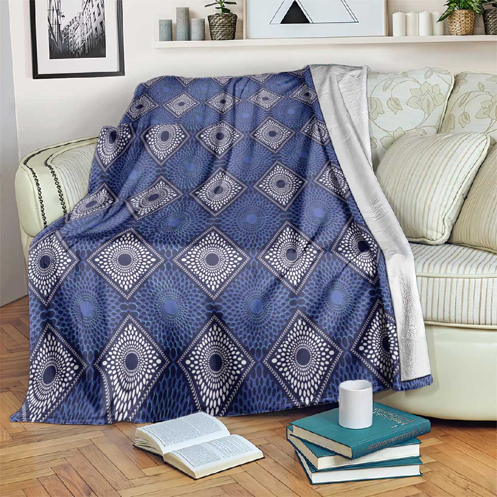 Indigo Diamond African Ankara Pattern Blanket