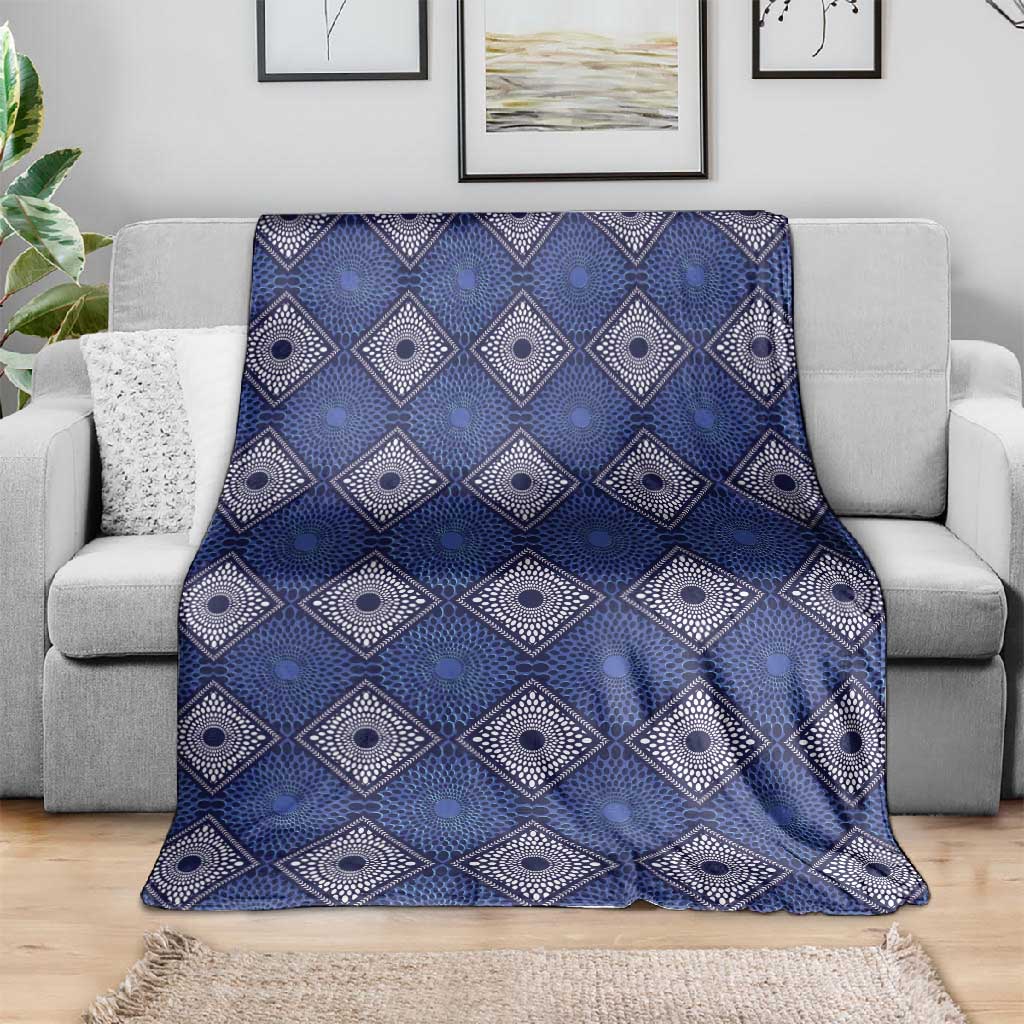 Indigo Diamond African Ankara Pattern Blanket