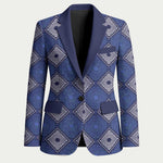 Indigo Diamond African Ankara Pattern Blazer